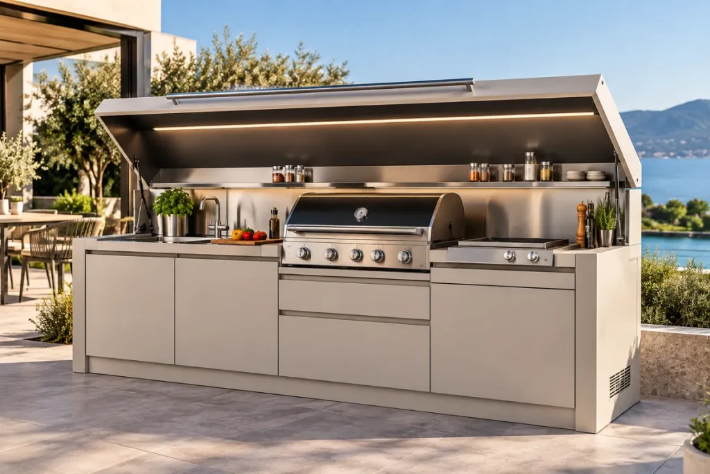 cuisine exterieure beige studio cucina