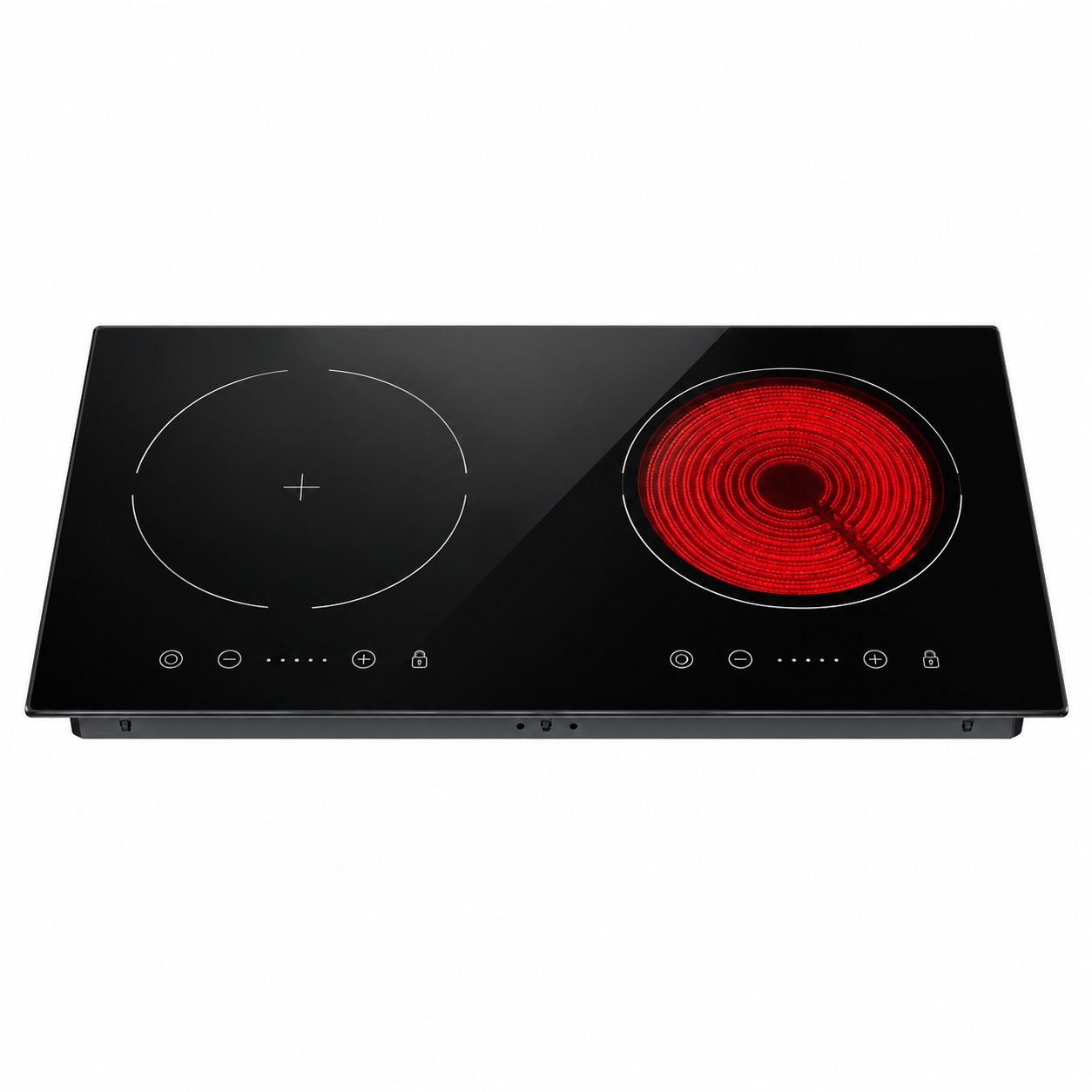 Plaque de cuisson mixte encastrable – Induction et vitrocéramique – 2 foyers 1 Plaque de cuisson bicolore elegante 1